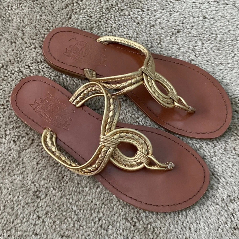 Nine West Gold Leather Braided Sandals - Picture 2 of 5